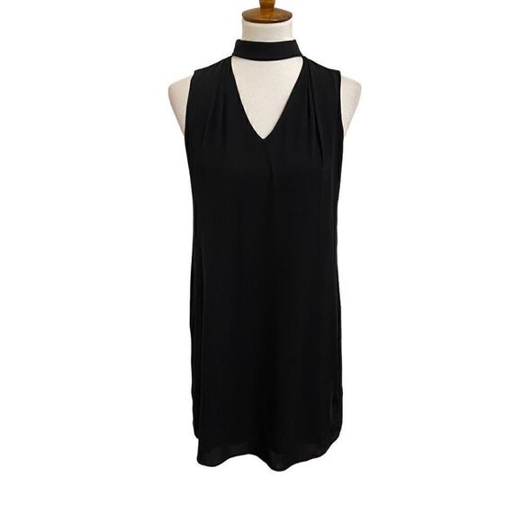 White House Black Market Sleeveless Mini Dress Chocker Mock Neck Black Size 2 - Picture 1 of 6